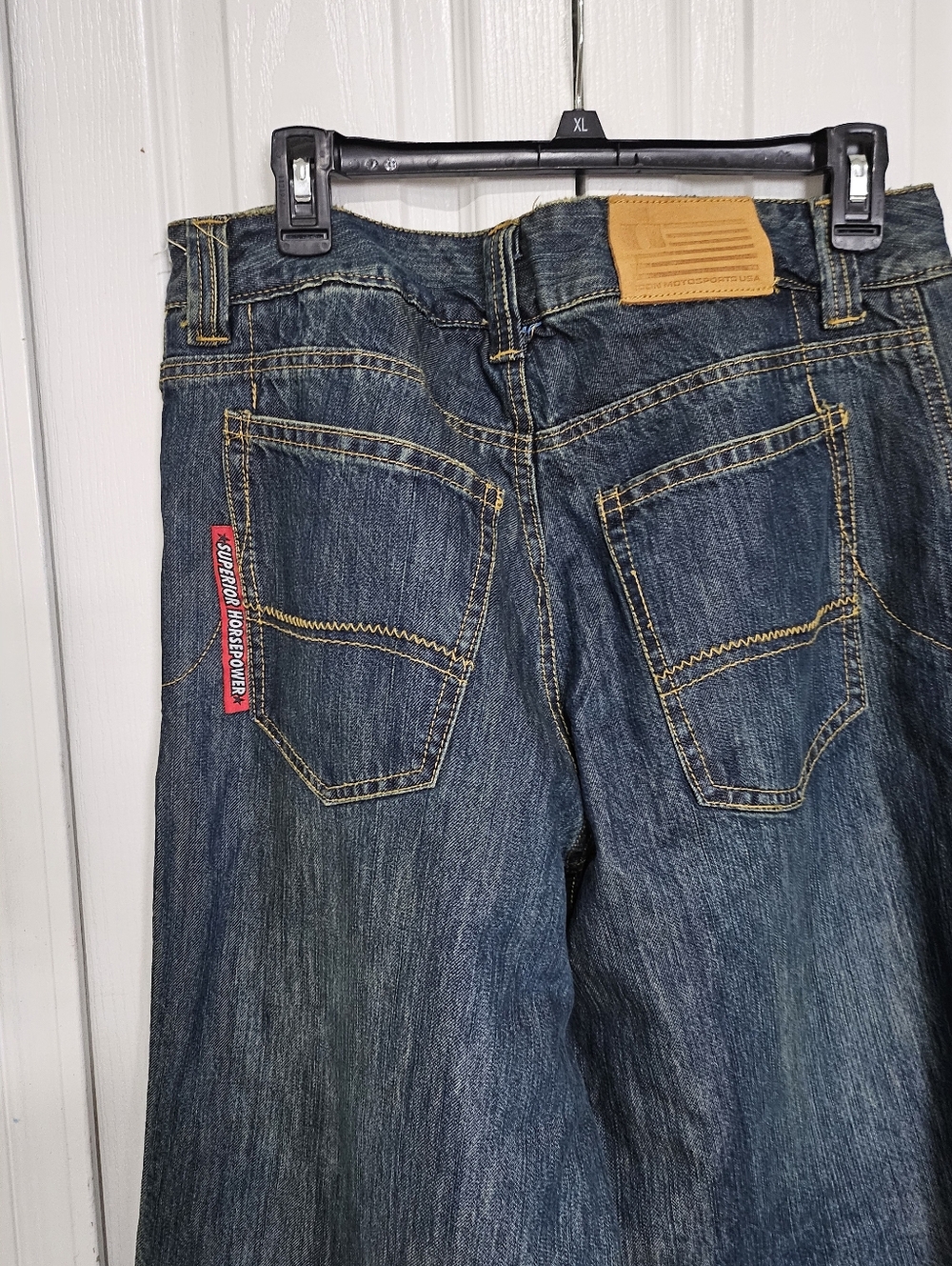 Icon Victory Motorcycle Jeans Mens 34 Blue Denim Riding Pants Armored Biker Stra - Picture 12 of 16